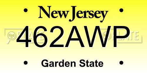 462AWP New Jersey License Plate