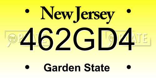 462GD4 New Jersey License Plate