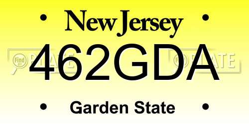 462GDA New Jersey License Plate
