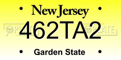 462TA2 New Jersey License Plate
