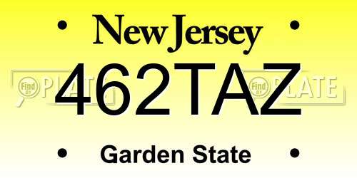462TAZ New Jersey License Plate
