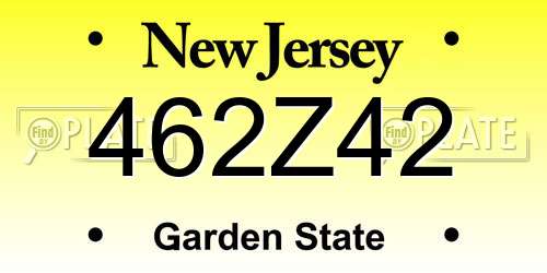 462Z42 New Jersey License Plate