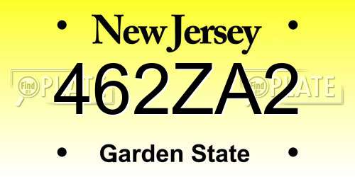 462ZA2 New Jersey License Plate