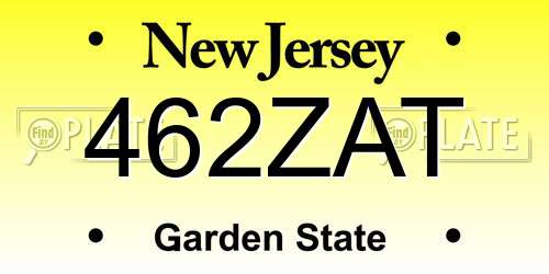 462ZAT New Jersey License Plate