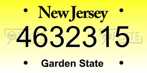 4632315 New Jersey License Plate