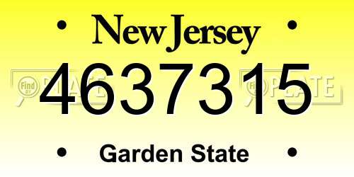 4637315 New Jersey License Plate