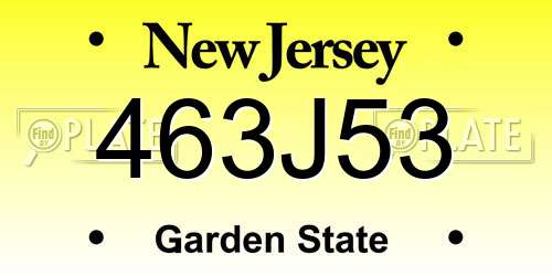 463J53 New Jersey License Plate