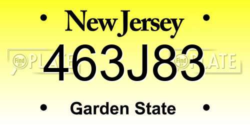 463J83 New Jersey License Plate