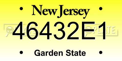 46432E1 New Jersey License Plate