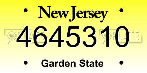 4645310 New Jersey License Plate
