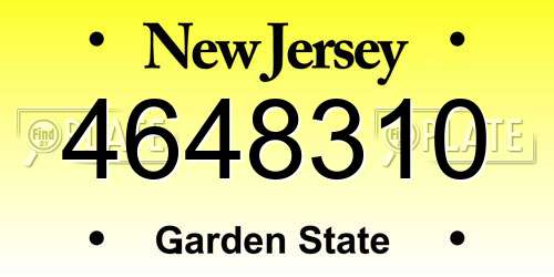 4648310 New Jersey License Plate