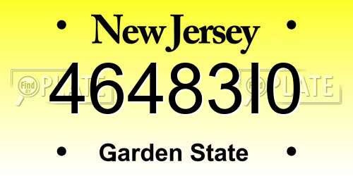 46483I0 New Jersey License Plate