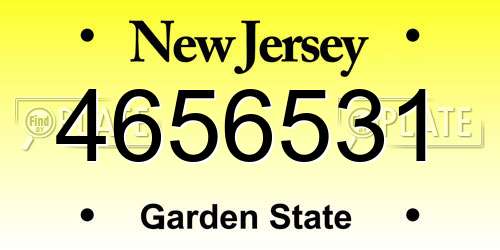 4656531 New Jersey License Plate