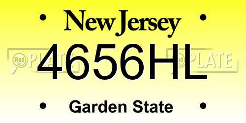 4656HL New Jersey License Plate