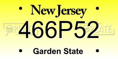 466P52 New Jersey License Plate