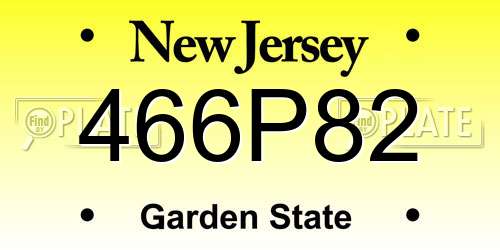 466P82 New Jersey License Plate
