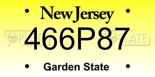 466P87 New Jersey License Plate
