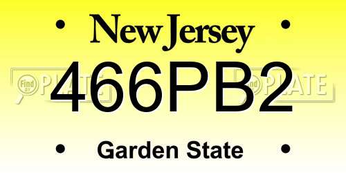466PB2 New Jersey License Plate