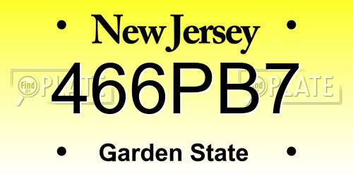 466PB7 New Jersey License Plate