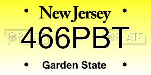 466PBT New Jersey License Plate