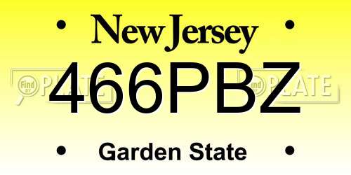 466PBZ New Jersey License Plate