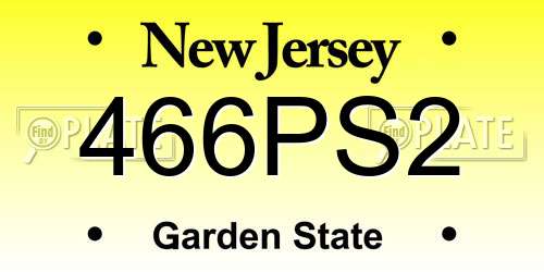 466PS2 New Jersey License Plate