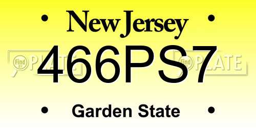 466PS7 New Jersey License Plate