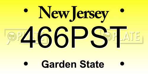 466PST New Jersey License Plate