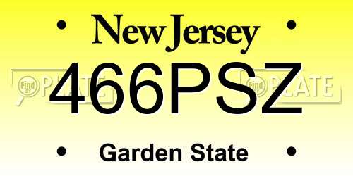 466PSZ New Jersey License Plate