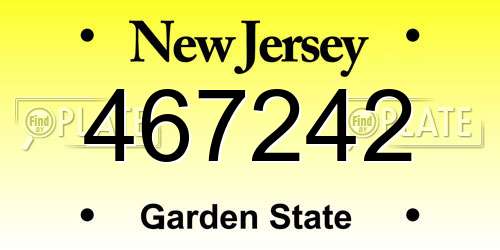 467242 New Jersey License Plate