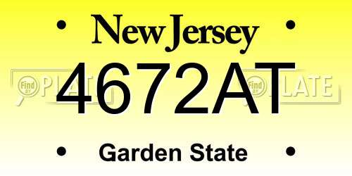 4672AT New Jersey License Plate
