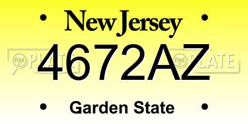 4672AZ New Jersey License Plate