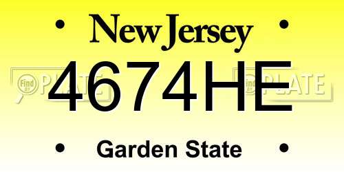 4674HE New Jersey License Plate