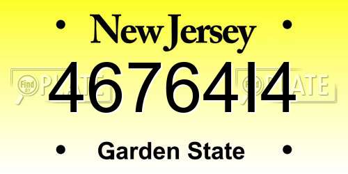 46764I4 New Jersey License Plate