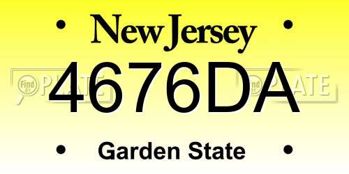 4676DA New Jersey License Plate