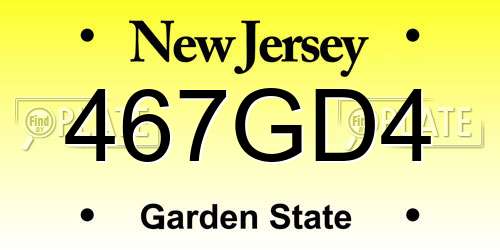 467GD4 New Jersey License Plate
