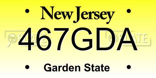 467GDA New Jersey License Plate