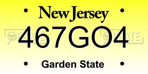 467GO4 New Jersey License Plate