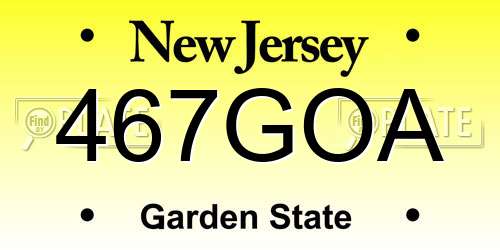 467GOA New Jersey License Plate