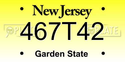467T42 New Jersey License Plate
