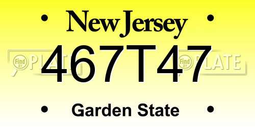 467T47 New Jersey License Plate