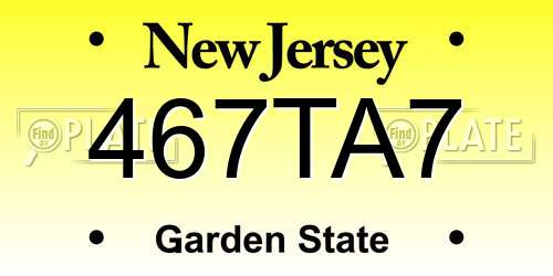 467TA7 New Jersey License Plate