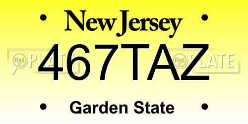467TAZ New Jersey License Plate