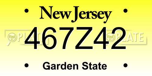 467Z42 New Jersey License Plate