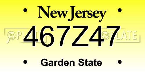 467Z47 New Jersey License Plate