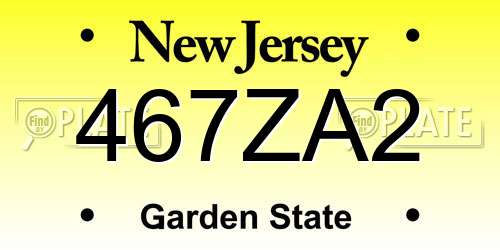 467ZA2 New Jersey License Plate