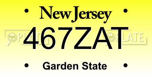 467ZAT New Jersey License Plate