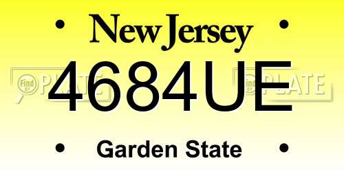4684UE New Jersey License Plate