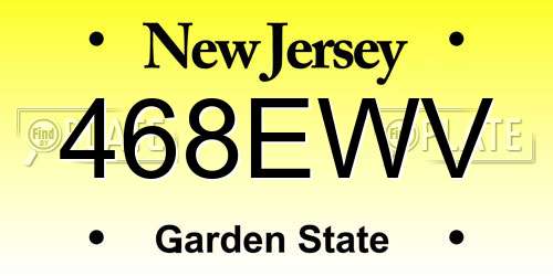 468EWV New Jersey License Plate