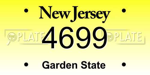 4699 New Jersey License Plate